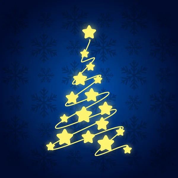Árvore de Natal estrelada em azul —  Vetores de Stock