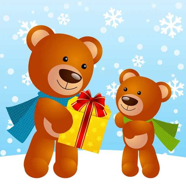 Mignon ours en peluche de Noël — Image vectorielle