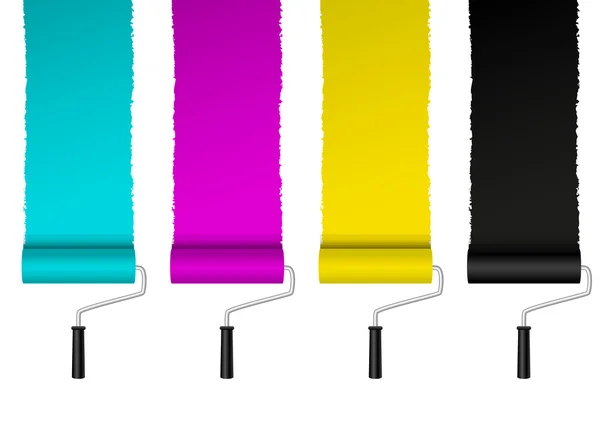 Rouleaux de peinture couleur — Image vectorielle