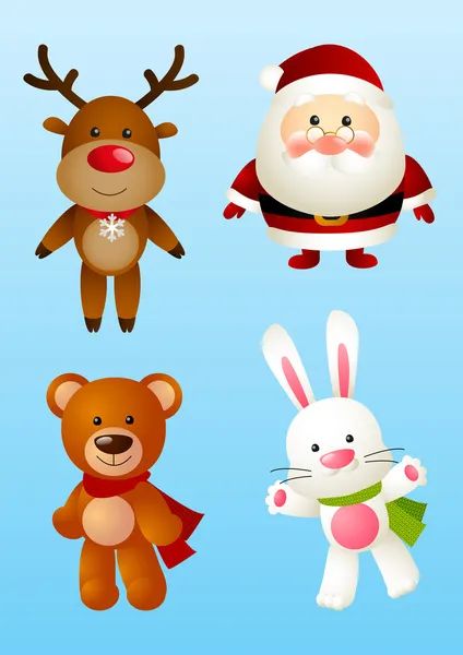 Set di personaggi dei cartoni animati di Natale — Vettoriale Stock