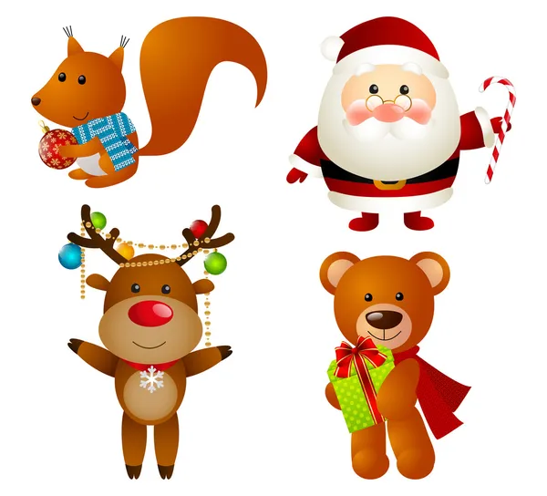 Reihe von Weihnachtszeichentrickfiguren — Stockvektor
