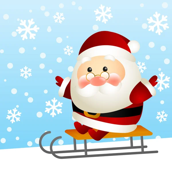 Funny Santa on a sled — Stock Vector