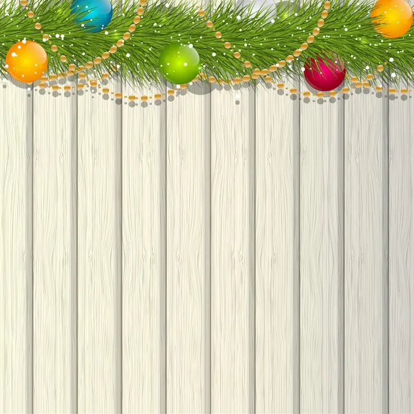 Kerstboom takken op houten achtergrond — Stockvector