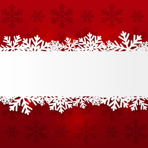 Papier sneeuwvlok grens op rood — Stockvector