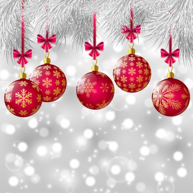 Noel ağacı dalları ile pembe top