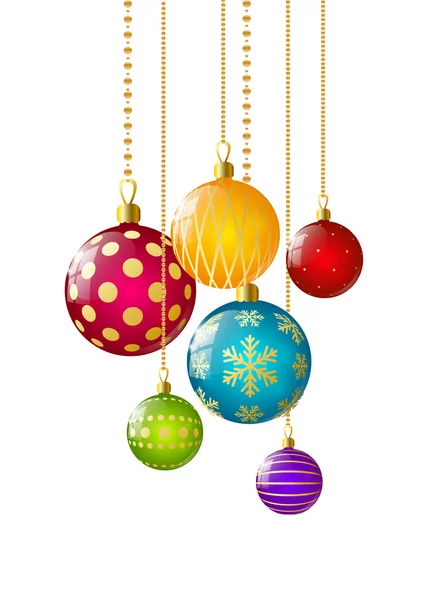 Color Christmas balls on white — Stock Vector