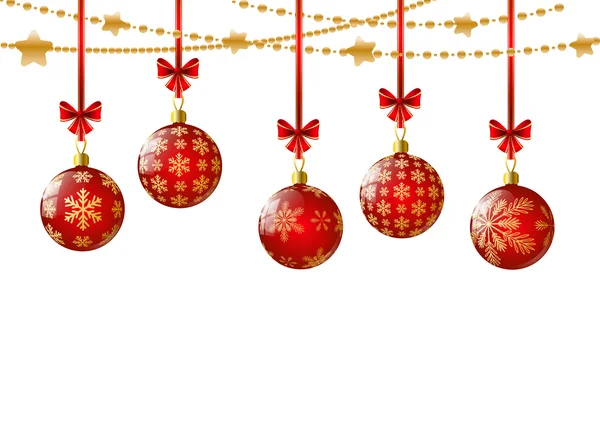 白色的红色圣诞球 — 图库矢量图片