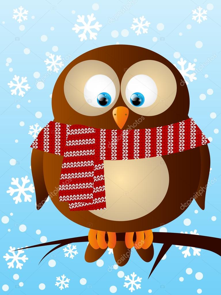 Funny owl wearing knitted scarf Stock Illustration by ©Huhli13 36296207