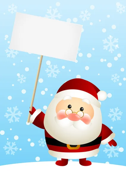 Papai Noel engraçado com cartão de papel vazio —  Vetores de Stock