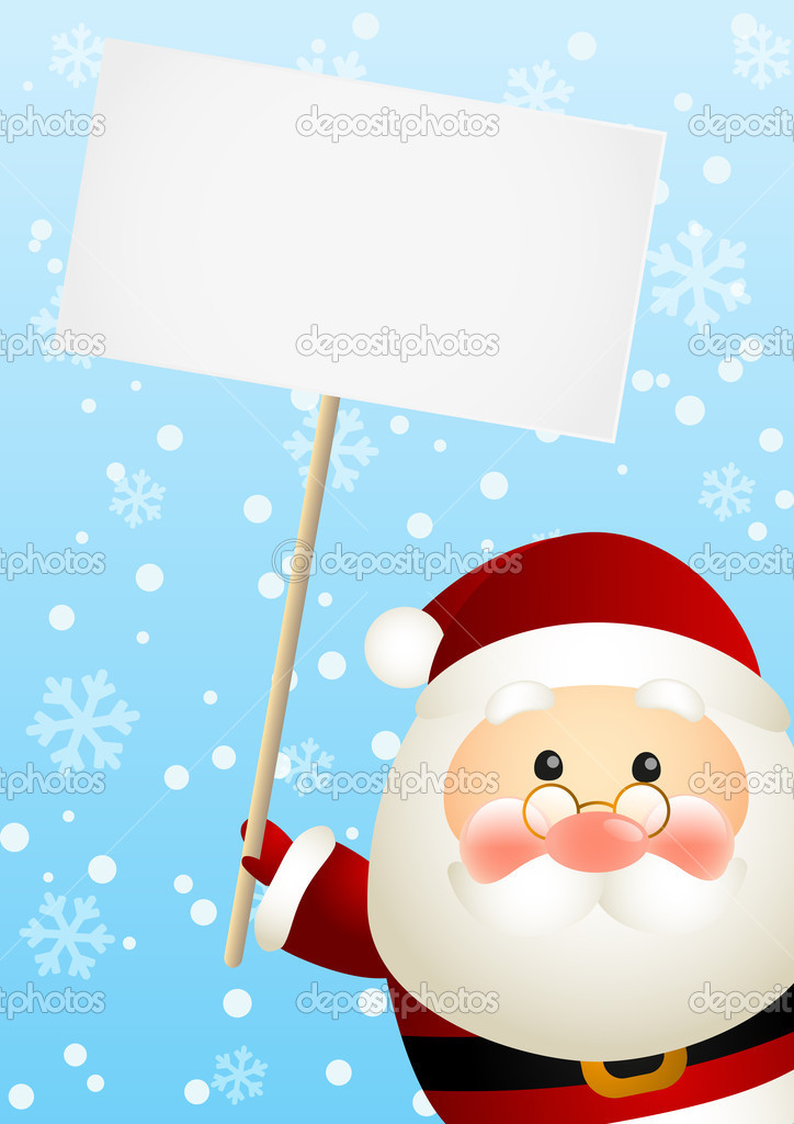 Funny Santa with empty paper card