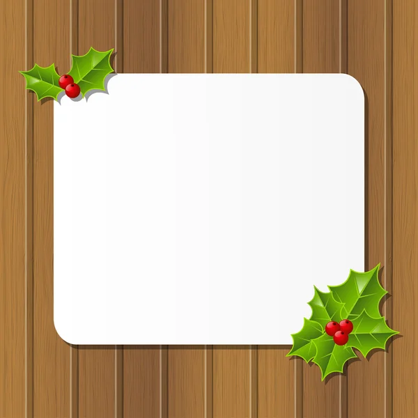 Tarjeta de Navidad con hojas de acebo — Vector de stock