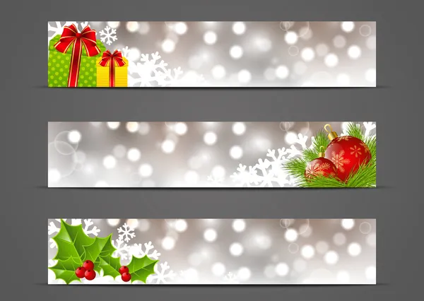 Set of horizontal Christmas banners — Stock Vector