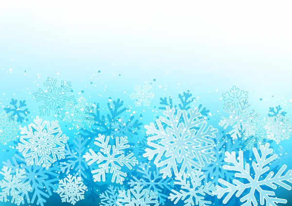 Fondo de invierno con copos de nieve azules — Vector de stock