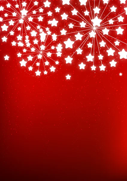 Fogos de artifício estrelados em fundo vermelho —  Vetores de Stock