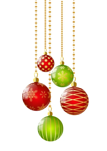 Color bolas de Navidad en blanco — Vector de stock