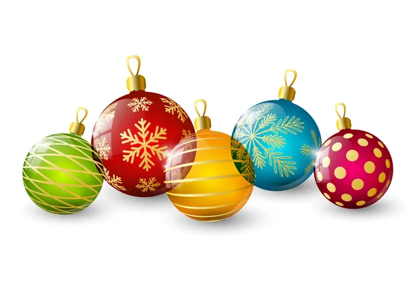 Color bolas de Navidad en blanco — Vector de stock