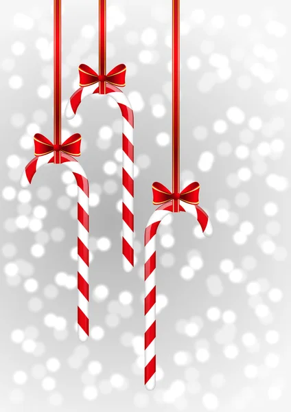Weihnachtsbonbons mit roter Schleife — Stockvektor