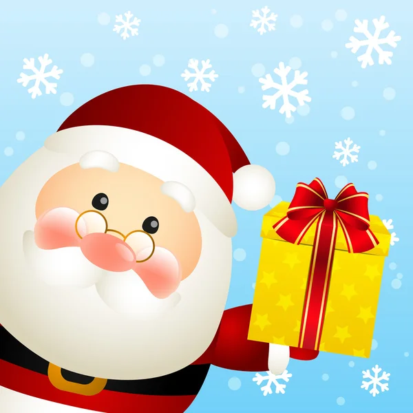 Cute Santa with gift box — Stock Vector