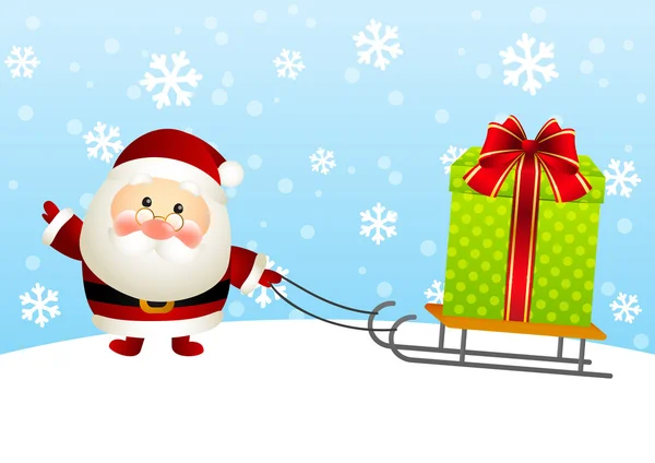 Père Noël mignon avec boîte cadeau — Image vectorielle