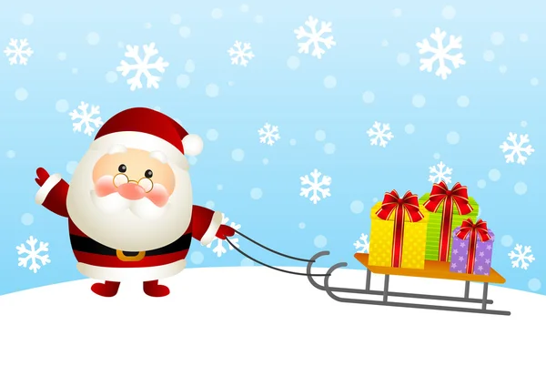 Cute Santa with gift boxes — Stock Vector