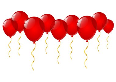Beyaz arkaplanda kırmızı balonlar
