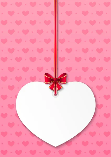 Valentine card with pink ribbon — Stock Vector