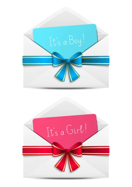 Baby shower cards in envelopes — Stock Vector