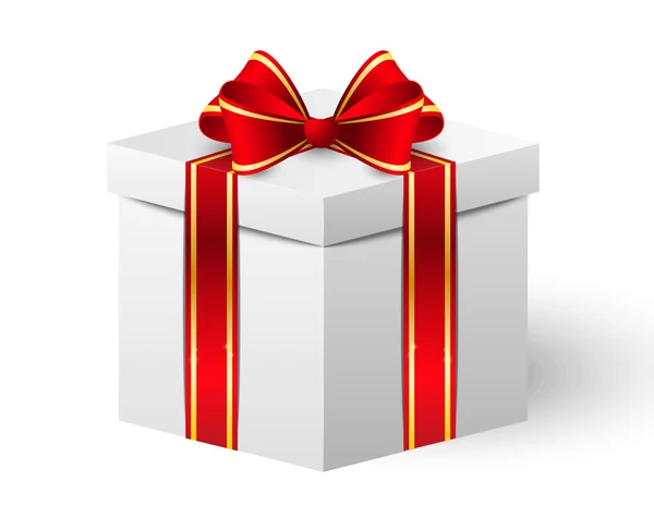 Boîte cadeau avec ruban rouge — Image vectorielle