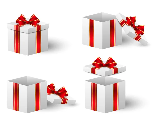 Coffrets cadeaux avec ruban rouge — Image vectorielle
