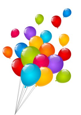 beyaz izole renkli parlak balonlar