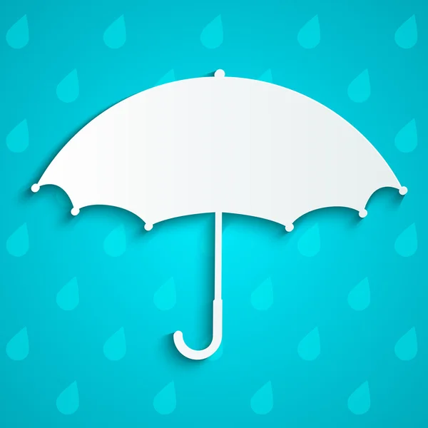 Guarda-chuva de papel em fundo chuvoso — Vetor de Stock