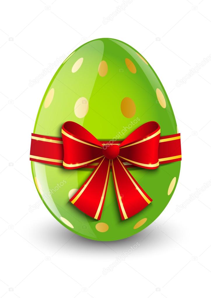 Easter egg with red ribbon