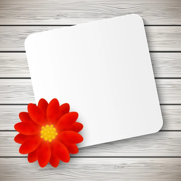 紙のカードと赤い花 — ストックベクタ