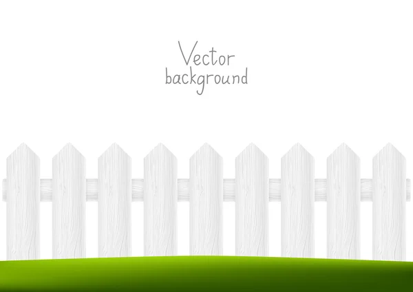 White fence with green grass — Stock Vector