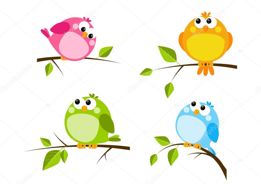 Set of color birds