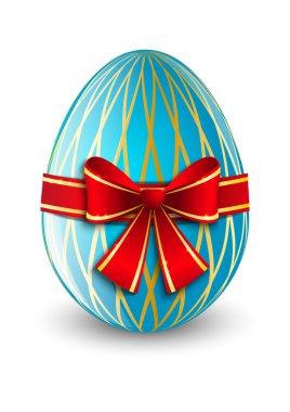 kırmızı kurdele ile Paskalya yortusu yumurta