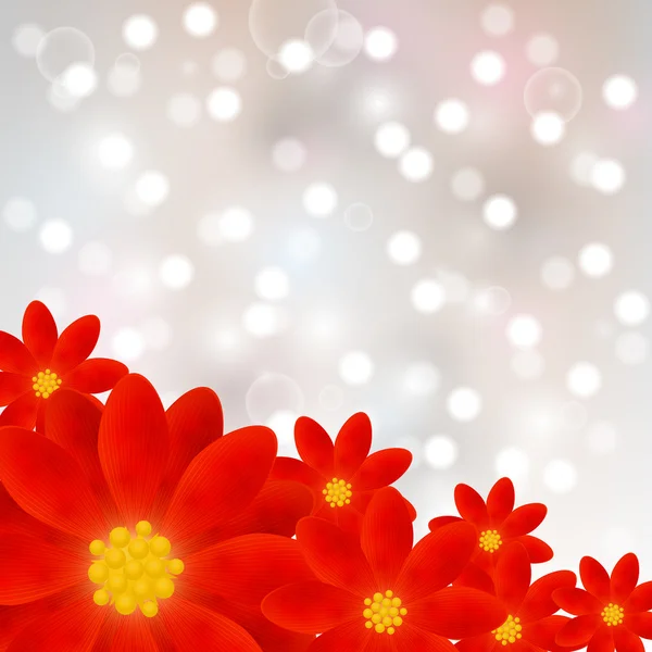 Rote Blumen auf glänzendem Hintergrund — Stockvektor