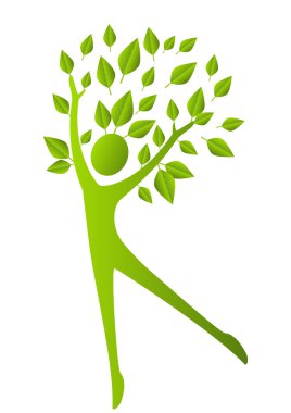 yeşil yaprakları ile ekoloji insan figürü