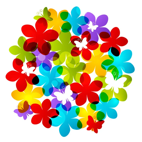 Color flowers silhouettes — Stock Vector