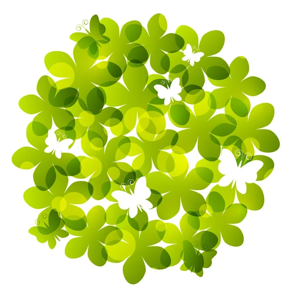 Green flowers silhouettes — Stock Vector