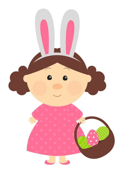 Wielkanoc dziewczyna z z uszami królika, jak — Wektor stockowy