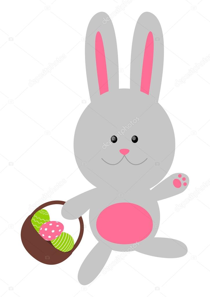 lapin de pâques avec les oeufs de couleur — image vectorielle