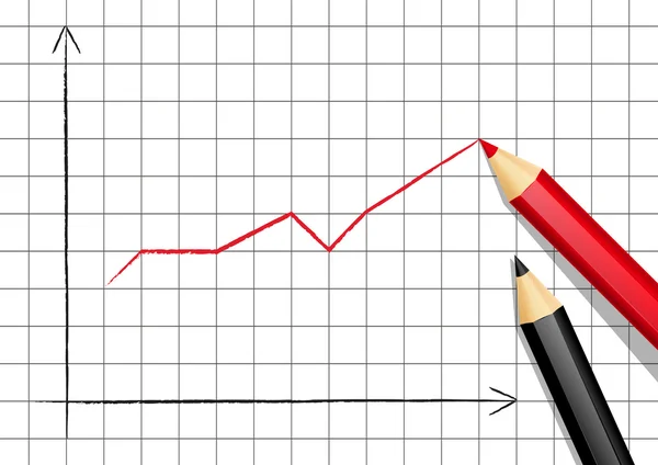 Gráfico positivo e lápis — Vetor de Stock