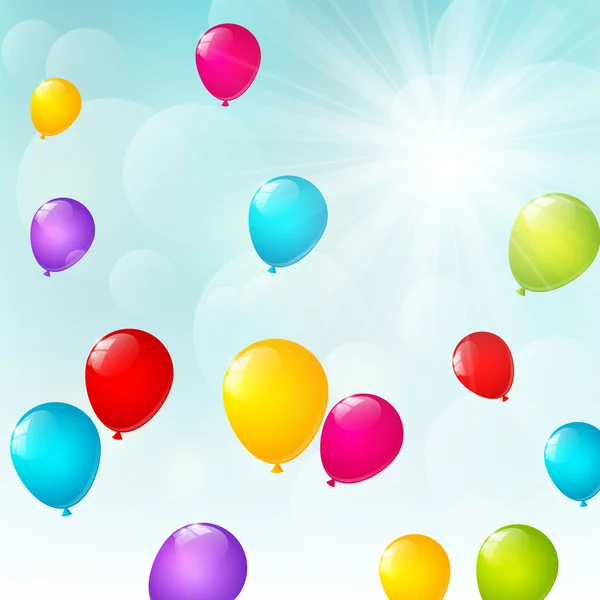 Globos de color sobre fondo soleado — Vector de stock