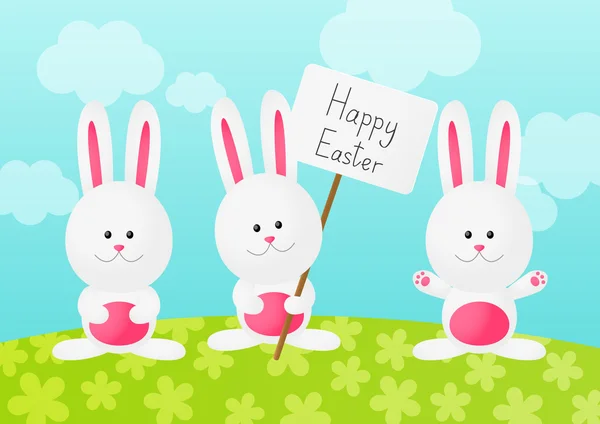 Velikonoční králík na jaře pozadí — Stockový vektor