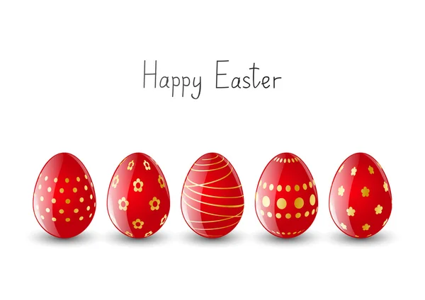 Красные пасхальные яйца на белом фоне — стоковый вектор