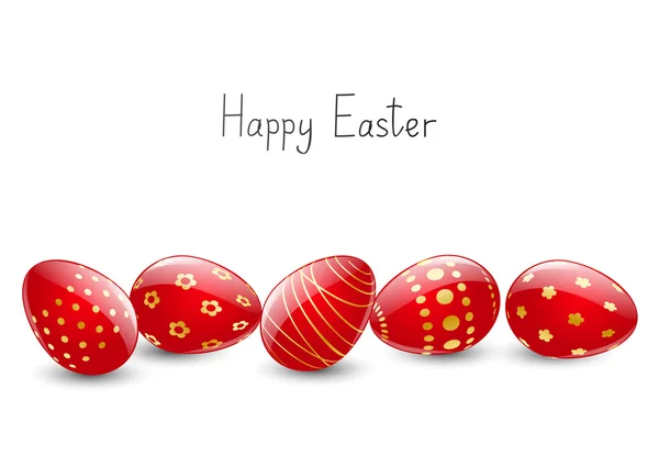 Red Easter eggs on white background — Stock Vector