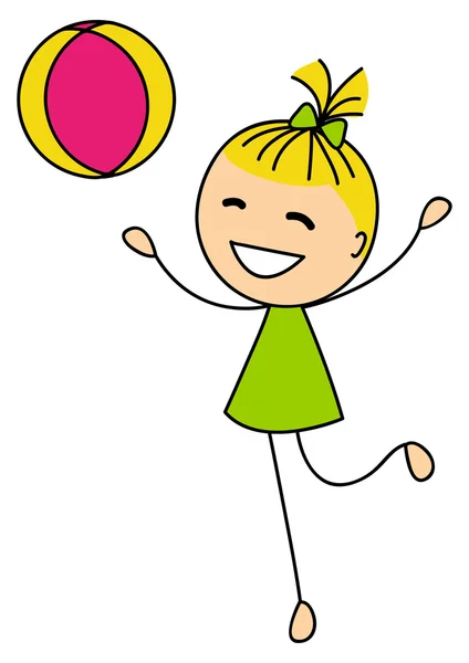 Cute little girl with ball — Stock Vector