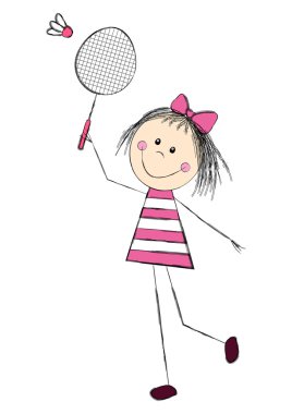 Badminton oynarken sevimli küçük kız