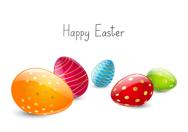 Color Easter eggs on white background